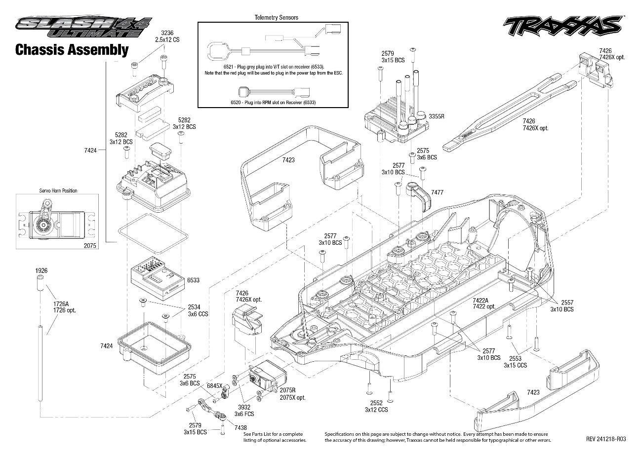 Slash 4X4 Ultimate (68277-4) Chassis Assembly Exploded View Slash 4X4 Ultimate (68277-4) Chassis Assembly Exploded View